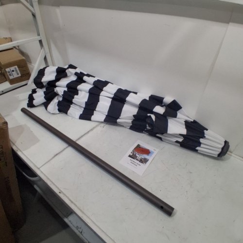 TILTING PATIO UMBRELLA - 8FT - BLACK AND WHITE STRIPED (ITEM: A012-509-009) image 4