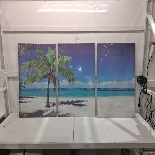 3PC TROPICAL BEACH WALL ART PANELS - 39.5" X 20" - BLUE, TURQUOISE/WHITE/GREEN image 2