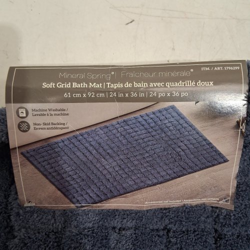 MINERAL SPRING PLUSH GRID BATH MAT - 2FT X 3FT - BLUE (MODEL: 1796299) image 2