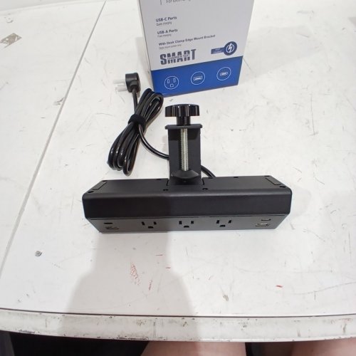 JGSTKCITY DESK CLAMP POWER STRIP - 3 OUTLETS, 2 USB-C PORTS, 2 USB-A PORTS, 125V, 6FT CORD, CLAMP 1.6" - BLACK image 2