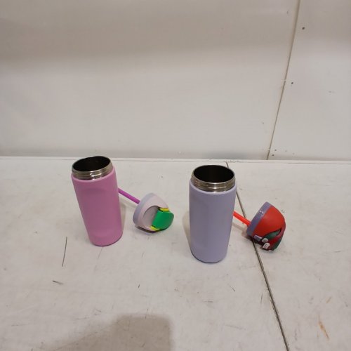 2PK OWALA FREESIP STAINLESS STEEL WATER BOTTLES WITH STRAWS - 16OZ - PURPLE/PINK (MODEL: 2856617) image 2