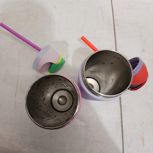 2PK OWALA FREESIP STAINLESS STEEL WATER BOTTLES WITH STRAWS - 16OZ - PURPLE/PINK (MODEL: 2856617) image 3