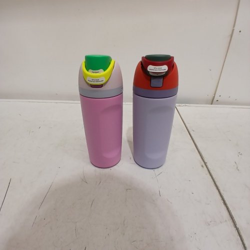 2PK OWALA FREESIP STAINLESS STEEL WATER BOTTLES WITH STRAWS - 16OZ - PURPLE/PINK (MODEL: 2856617) image 4