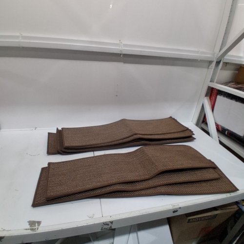 15PK LINEN STAIR TREADS WITH SELF-ADHESIVE BACKING - 36" X 9" - BROWN/WOVEN image 2
