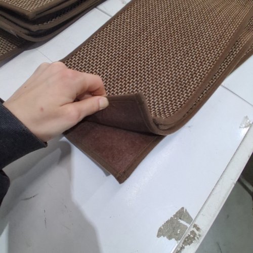 15PK LINEN STAIR TREADS WITH SELF-ADHESIVE BACKING - 36" X 9" - BROWN/WOVEN image 4