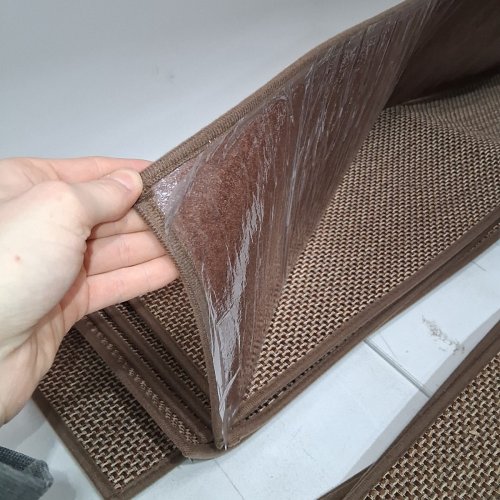 15PK LINEN STAIR TREADS WITH SELF-ADHESIVE BACKING - 36" X 9" - BROWN/WOVEN image 5