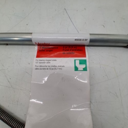 MASTER PLUMBER WIRE TOILET AUGER DRAIN CLEANER CLOG REMOVING SNAKE - 1/2" X 3FT - BLACK/SILVER (MODEL: ‎45030-6 EF) image 3
