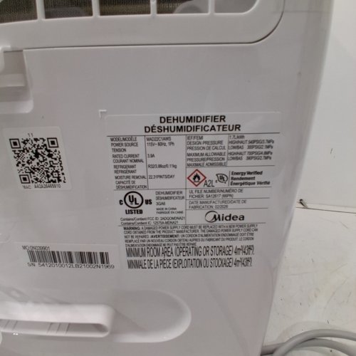 MIDEA EASYDRY DEHUMIDIFIER WITH DIGITAL DISPLAY - 1500SQ.FT. COVERAGE - WHITE (MODEL: MAD22C1AWS) image 4