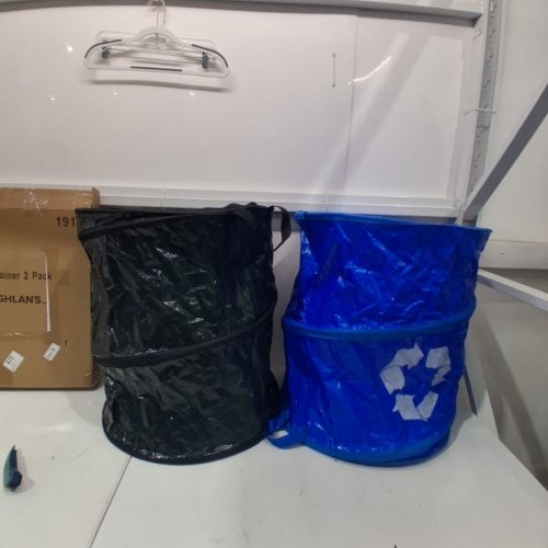 2PC COGHLAN'S POP-UP GARBAGE & RECYCLING CONTAINERS - 29 GALLONS - BLACK/BLUE image 2