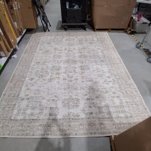 PURECOZY RECTANGULAR VINTAGE LIVING ROOM DISTRESSED NON SLIP AREA RUG - 8FT X 10FT - BEIGE image 2