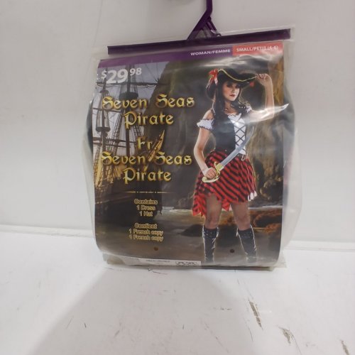 2PC WOMEN'S SEVEN SEAS PIRATE COSTUME WITH DRESS AND HAT - SMALL (4-6) - BLACK, RED, AND WHITE image 2