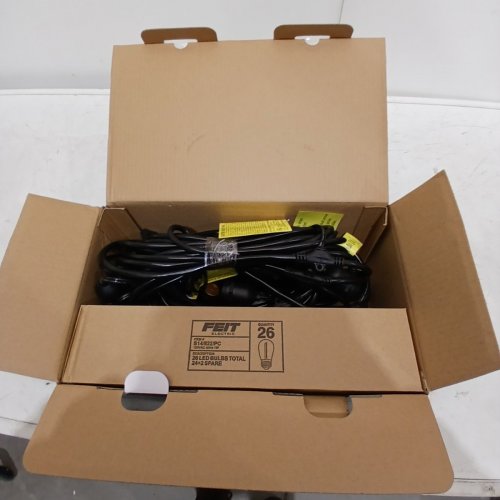 FEIT ELECTRIC WEATHERPROOF LED 24-LIGHT STRING LIGHTS WITH 2 SPARE LIGHTBULBS - 48FT - BLACK (MODEL: 1603293) image 2