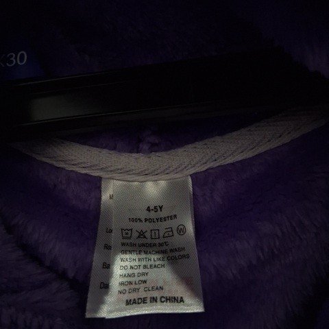 KID'S HOODED BATHROBE - SIZE 4-5Y - PURPLE image 3