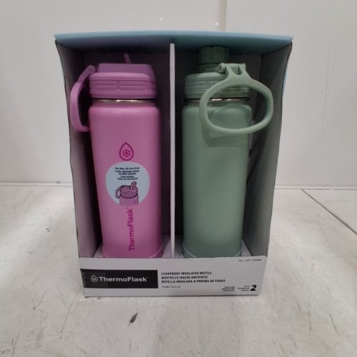2PC THERMOFLASK INSULATED BOTTLES - 24 OZ / 710 ML EACH - PINK/GREEN (MODEL: 2730866) image 2