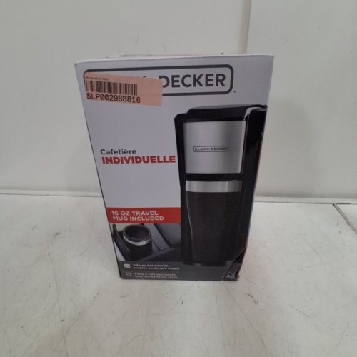 2PC BLACK AND DECKER SINGLE SERVE COFFEE MAKER WITH TRAVEL MUG - 16OZ - BLACK (MODEL: CM618) image 6