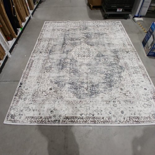 CHAMPLANT VINTAGE-STYLE AREA RUG - 7FT 11" X 10FT - IVORY / GRAY image 3