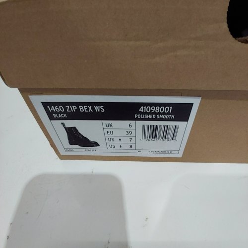 UNISEX DR. MARTENS ZIP BEX WS BOOT - MENS: 7 WOMENS: 8 - POLISHED SMOOTH BLACK (MODEL: 1460) image 2