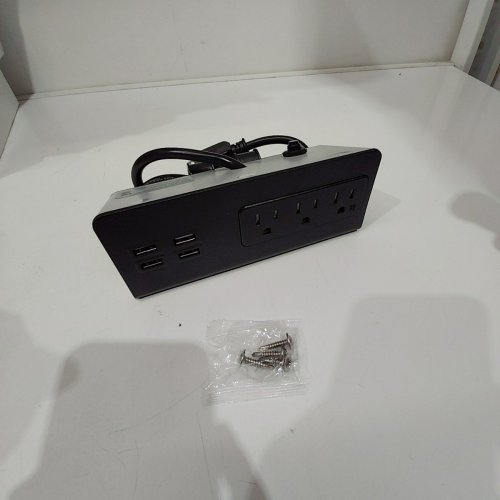 EMERISING SURGE PROTECTOR DESK EDGE MOUNT POWER STRIPS WITH USB PORTS - BLACK (MODEL: SH001) image 2