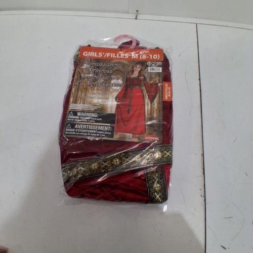 2PC GIRLS GOODMARK RENAISSANCE PRINCESS COSTUME - MEDIUM (8-10) - RED/GOLD image 3
