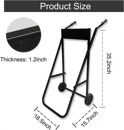 FORIY OUTBOARD BOAT MOTOR STAND HEAVY DUTY OUTBOARD ENGINE CARRIER CART - 35.2" X 18.5" X 15.7" - BLACK image 2