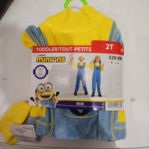 2PC TODDLER DISGUISE BOB MINION COSTUME JUMPSUIT WITH HAT - 2T image 2