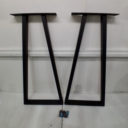 2PK HEAVY DUTY METAL BAR TRIANGULAR TABLE LEG REPLACEMENTS WITH RUBBER FEET - 36" - BLACK image 2