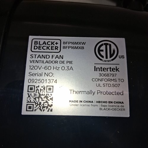 BLACK & DECKER OSCILLATING PEDESTAL FAN WITH 3 SPEED - 16" - BLACK (MODEL: BFP16MXB) image 3