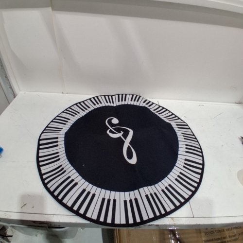 PIANO KEYBOARD ROUND AREA RUG - 31.5" - BLACK / WHITE image 2