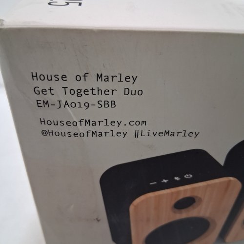 HOUSE OF MARLEY GET TOGETHER DUO WIRELESS BLUETOOTH BOOKSHELF SPEAKERS - NATURAL/SIGNATURE BLACK (MODEL: EM-JA019-SBB) image 4
