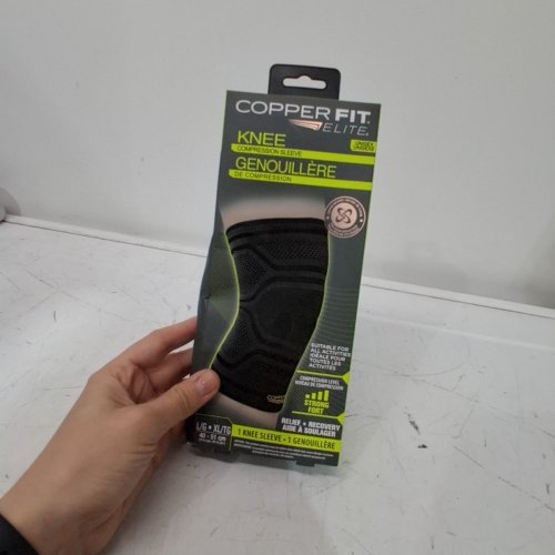 COPPER FIT ELITE COMPRESSION KNEE SLEEVE - LARGE/EXTRA LARGE - BLACK image 2