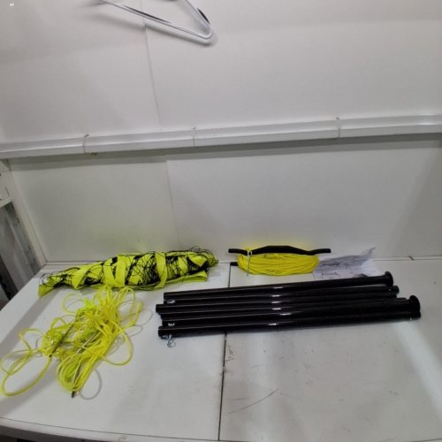 OUTDOOR PORTABLE VOLLEYBALL NET SYSTEM, ADJUSTABLE HEIGHT STEEL POLES, PROFESSIONAL VOLLEYBALL SET -32'L X 3'H-YELLOW/BLACK-(MODEL:JH-201) image 2