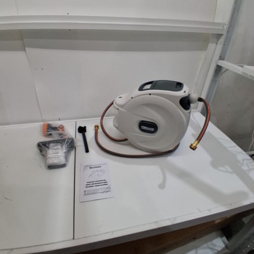 BLUTEZEIT WALL-MOUNTED RETRACTABLE GARDEN HOSE REEL - 65FT X 1/2" - WHITE/BLACK (MODEL: HR-20M-HY-B) image 2