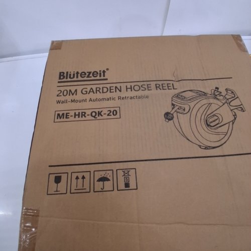 BLUTEZEIT WALL-MOUNTED RETRACTABLE GARDEN HOSE REEL - 65FT X 1/2" - WHITE/BLACK (MODEL: HR-20M-HY-B) image 6
