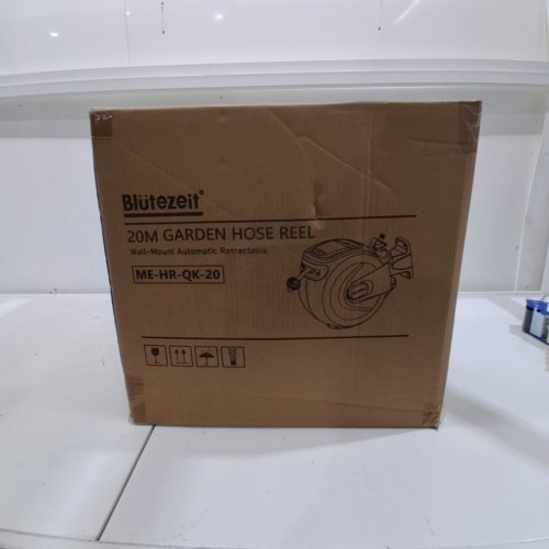 BLUTEZEIT WALL-MOUNTED RETRACTABLE GARDEN HOSE REEL - 65FT X 1/2" - WHITE/BLACK (MODEL: HR-20M-HY-B) image 7
