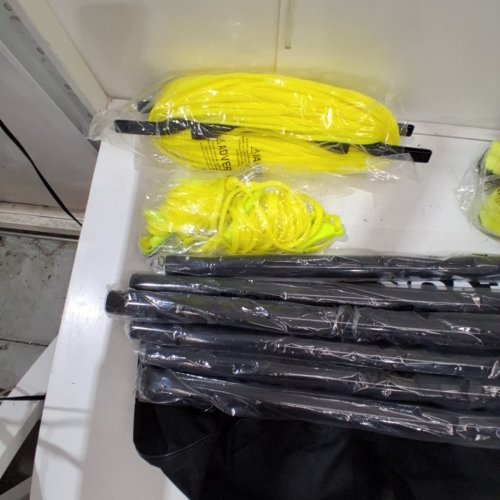 OUTDOOR PORTABLE VOLLEYBALL NET SYSTEM, ADJUSTABLE HEIGHT STEEL POLES, PROFESSIONAL VOLLEYBALL SET -32'L X 3'H-YELLOW/BLACK-(MODEL:JH-201) image 3