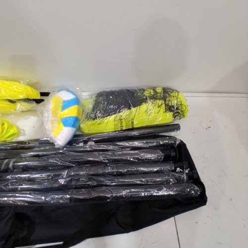 OUTDOOR PORTABLE VOLLEYBALL NET SYSTEM, ADJUSTABLE HEIGHT STEEL POLES, PROFESSIONAL VOLLEYBALL SET -32'L X 3'H-YELLOW/BLACK-(MODEL:JH-201) image 4