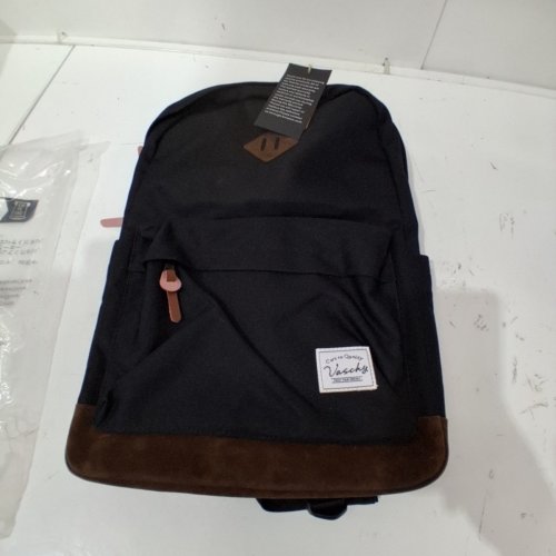 VASCHY LIGHTWEIGHT WATER-RESISTANT CAMPUS SCHOOL BACKPACK - FITS 15.6" LAPTOP - BLACK / BROWN image 3