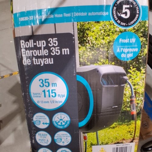 GARDENA FROST-PROOF WALL-MOUNTED AUTO-RETRACTABLE HOSE REEL, ROLL UP XL - 115FT - BLACK/TURQUOISE (MODEL: 18630-37) image 4