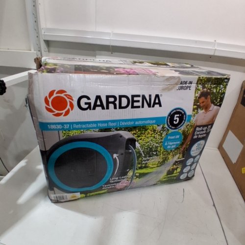 GARDENA FROST-PROOF WALL-MOUNTED AUTO-RETRACTABLE HOSE REEL, ROLL UP XL - 115FT - BLACK/TURQUOISE (MODEL: 18630-37) image 5
