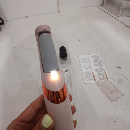 NUVE USB RECHARGEABLE ELECTRONIC FOOT GRINDER - 2 HEADS- PINK / ROSE GOLD image 2