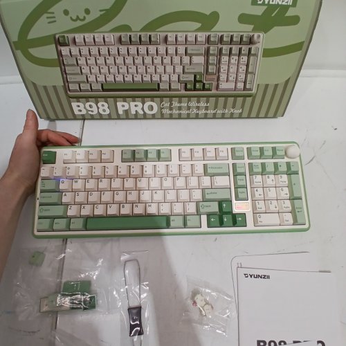 YUNZII B98 PRO QMK/VIA WIRELESS MECHANICAL GAMING KEYBOARD WITH CUTE CAT KNOB - 80% - CANDY SWITCH - RGB FOR WIN/MAC - GREEN (MODEL: B98 PRO) image 3