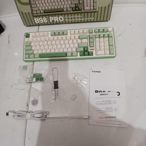 YUNZII B98 PRO QMK/VIA WIRELESS MECHANICAL GAMING KEYBOARD WITH CUTE CAT KNOB - 80% - CANDY SWITCH - RGB FOR WIN/MAC - GREEN (MODEL: B98 PRO) image 4