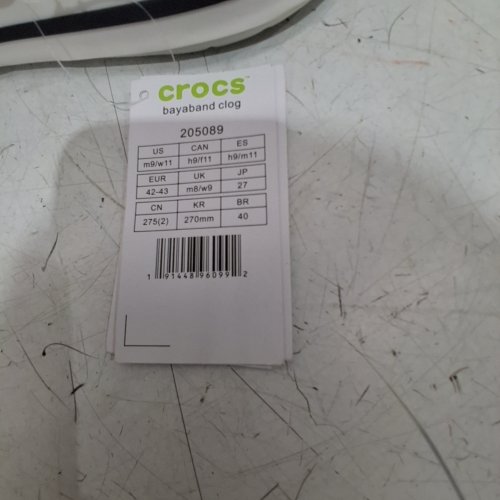 UNISEX CROCS BAYABAND CLOG SHOE - MENS 9 WOMENS 11 - WHITE / BLACK image 2