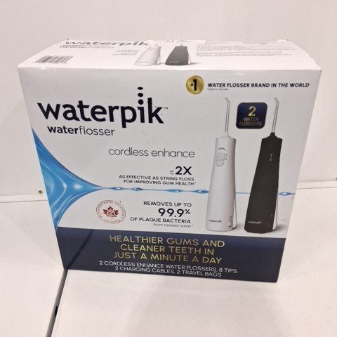 2PK WATERPIK CORDLESS ENHANCE WATER FLOSSER COMBO PACK - BLACK/WHITE image 3