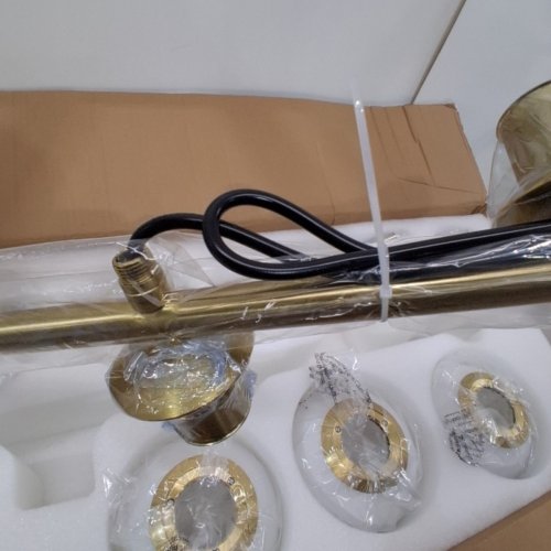 KCO LIGHTING MODO MODERN 7-LIGHT GLOBE LAMP HANGING CIELING CHANDELIER FIXTURE - GOLD / WHITE GLASS SHADE image 2