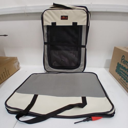 AIVITUVIN 36" DOG PLAYPEN PORTABLE PUPPY PEN - INDOOR/OUTDOOR USE - MEDIUM SIZE 36" X 36" X 23" - BEIGE GREY image 3