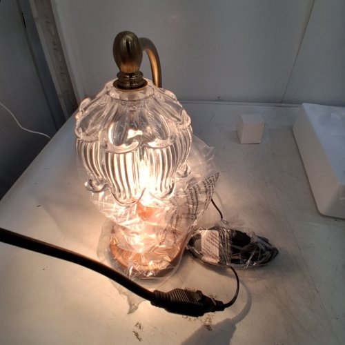 CANDLE WARMER LAMP WITH 2 BULBS - 12" - ANQUITE BRASS FLOWER (MODEL: T6007-AB) image 2