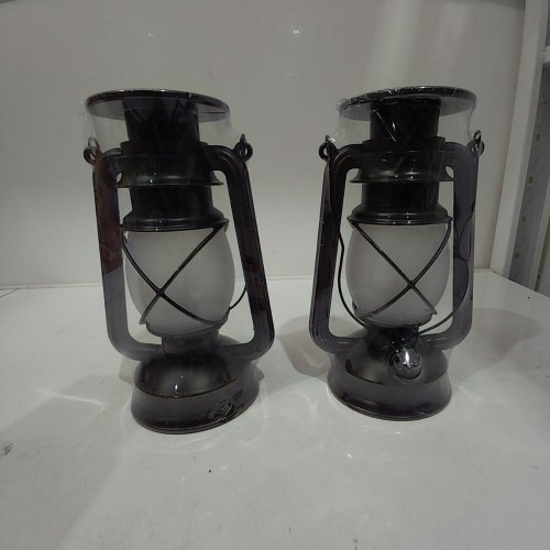 2PK SOLAR FLAME RETRO LANTERNS - BROWN image 2