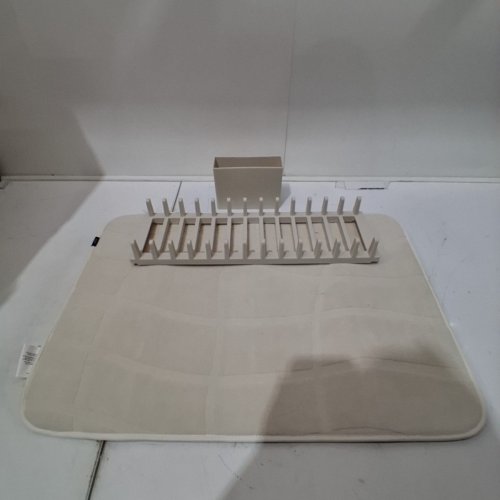 3PC UDRY RACK AND MICROFIBER DISH DRYING MAT - BEIGE image 3