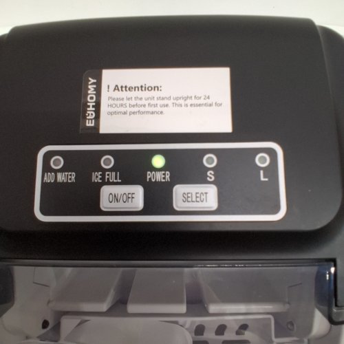 EUHOMY COUNTERTOP ICE MAKER MACHINE WITH HANDLE, BASKET AND SCOOP - MAKES 26LBS PER DAY - BLACK (MODEL: IM030-B) image 2